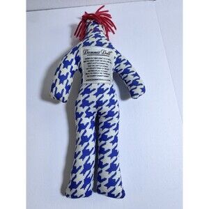 Dammit Doll Stress Relief Plush Toy Blue White Houndstooth Red Hair Excellent